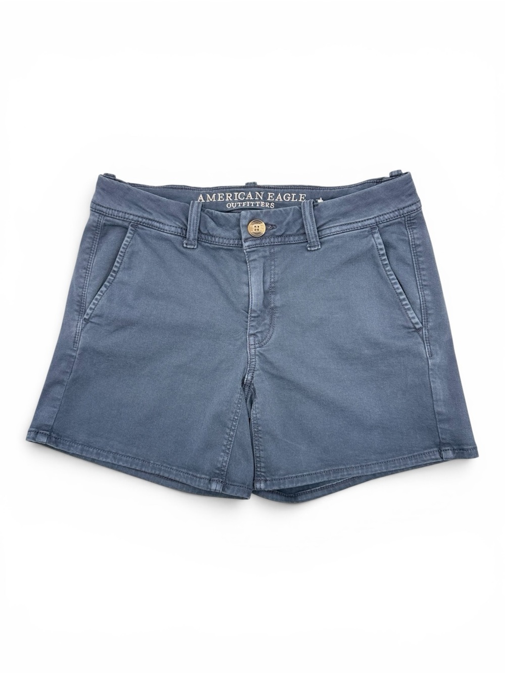 American Eagle Super Stretch Midi Chino Navy Blue Womens Shorts Size 4